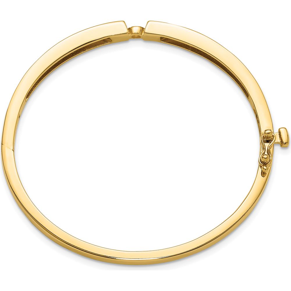 14K Yellow Gold 7" Hinged Oval Bangle Bracelet Mounting for 5.0mm Round Stone - Holds 0.50 Carat Gem by Oro Pregiato