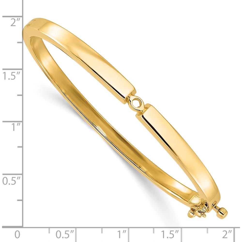 14K Yellow Gold 7" Hinged Oval Bangle Bracelet Mounting for 5.0mm Round Stone - Holds 0.50 Carat Gem by Oro Pregiato