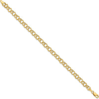 14K Yellow Gold 7" Hollow Double Link Charm Bracelet - 6mm Width by Oro Pregiato