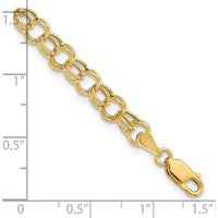 14K Yellow Gold 7" Hollow Double Link Charm Bracelet - 6mm Width by Oro Pregiato