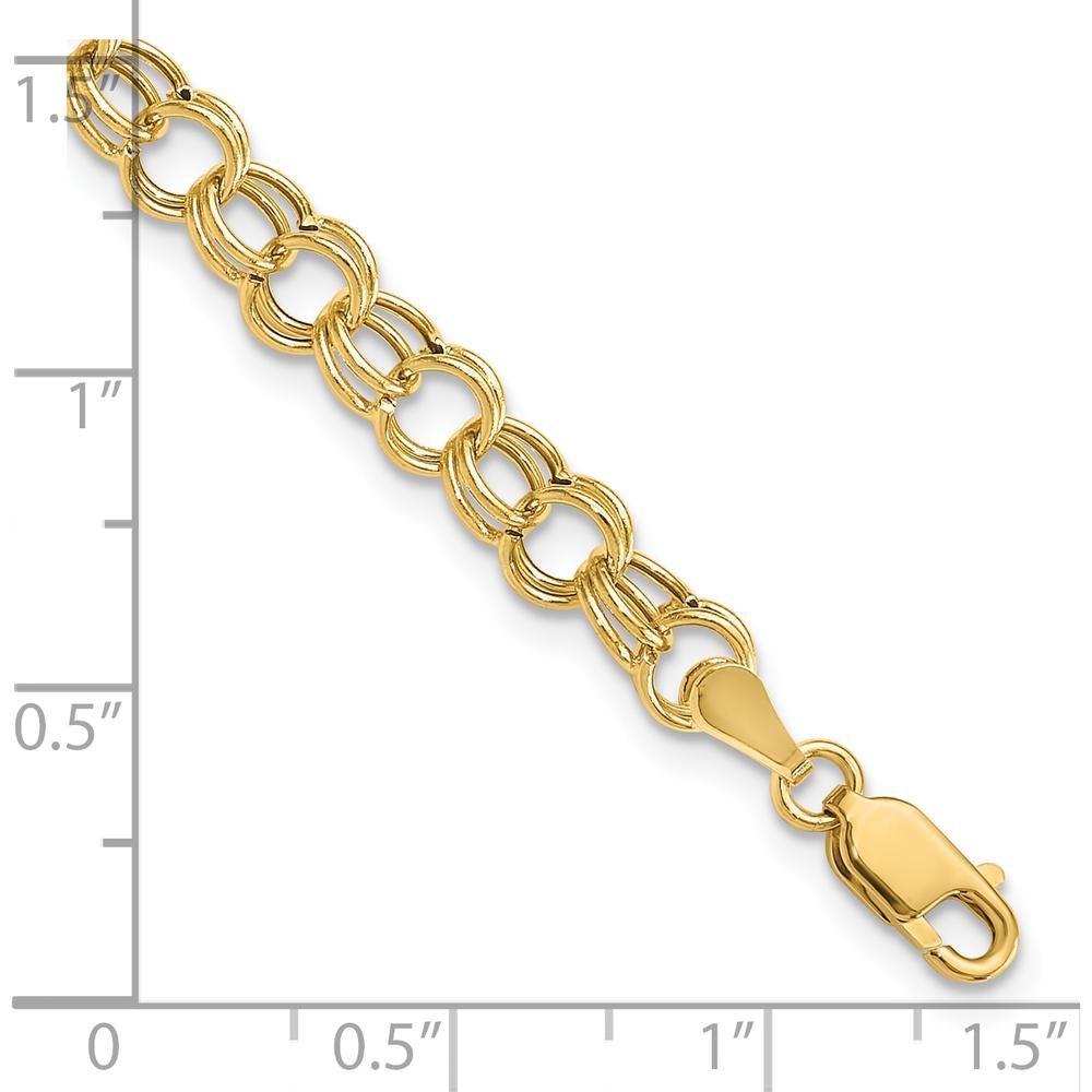 14K Yellow Gold 7" Hollow Double Link Charm Bracelet - 6mm Width by Oro Pregiato