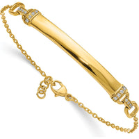 14K Yellow Gold 7" ID Bracelet with 1/8 Carat Round Diamonds - 0.5" Extender by Oro Pregiato