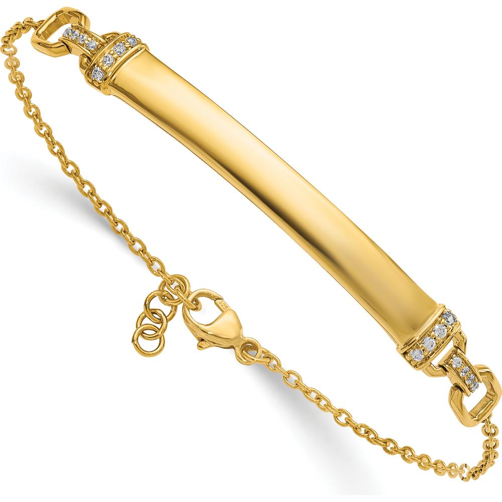 14K Yellow Gold 7" ID Bracelet with 1/8 Carat Round Diamonds - 0.5" Extender by Oro Pregiato