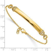 14K Yellow Gold 7" ID Bracelet with 1/8 Carat Round Diamonds - 0.5" Extender by Oro Pregiato
