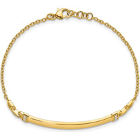 14K Yellow Gold 7" ID Bracelet with 1/8 Carat Round Diamonds - 0.5" Extender by Oro Pregiato