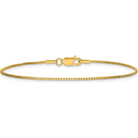 14K Yellow Gold 7-Inch 1mm Box Chain Bracelet with Lobster Clasp by Oro Pregiato