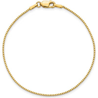 14K Yellow Gold 7-Inch 1mm Box Chain Bracelet with Lobster Clasp by Oro Pregiato