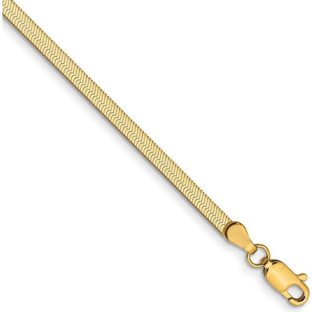14K Yellow Gold 7-Inch 2.5mm Herringbone Chain Bracelet by 0
