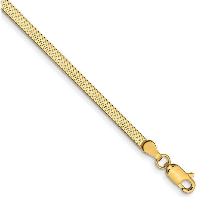 14K Yellow Gold 7-Inch 2.5mm Herringbone Chain Bracelet by 0