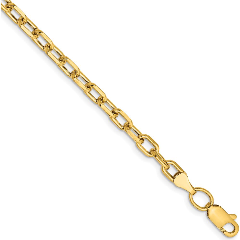 14K Yellow Gold 7-Inch 3.7mm Diamond-Cut Open Link Cable Chain Bracelet by Oro Pregiato