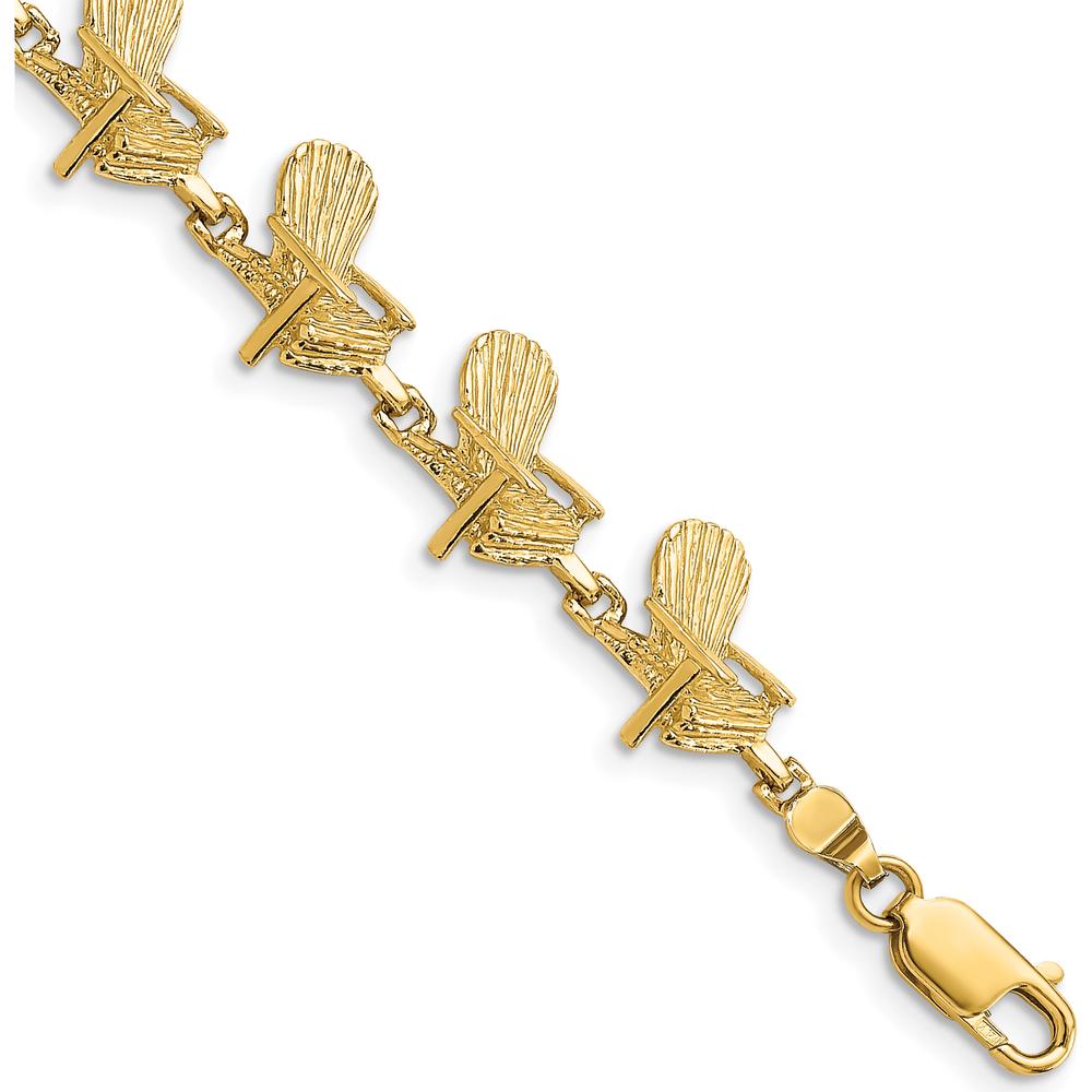 14K Yellow Gold 7-Inch Beach Chair Bracelet with Polished Finish by Oro Pregiato