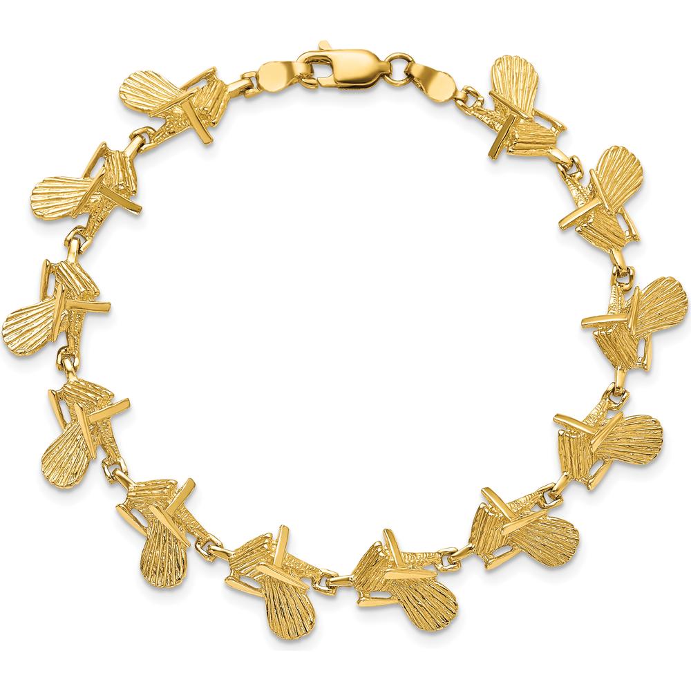14K Yellow Gold 7-Inch Beach Chair Bracelet with Polished Finish by Oro Pregiato