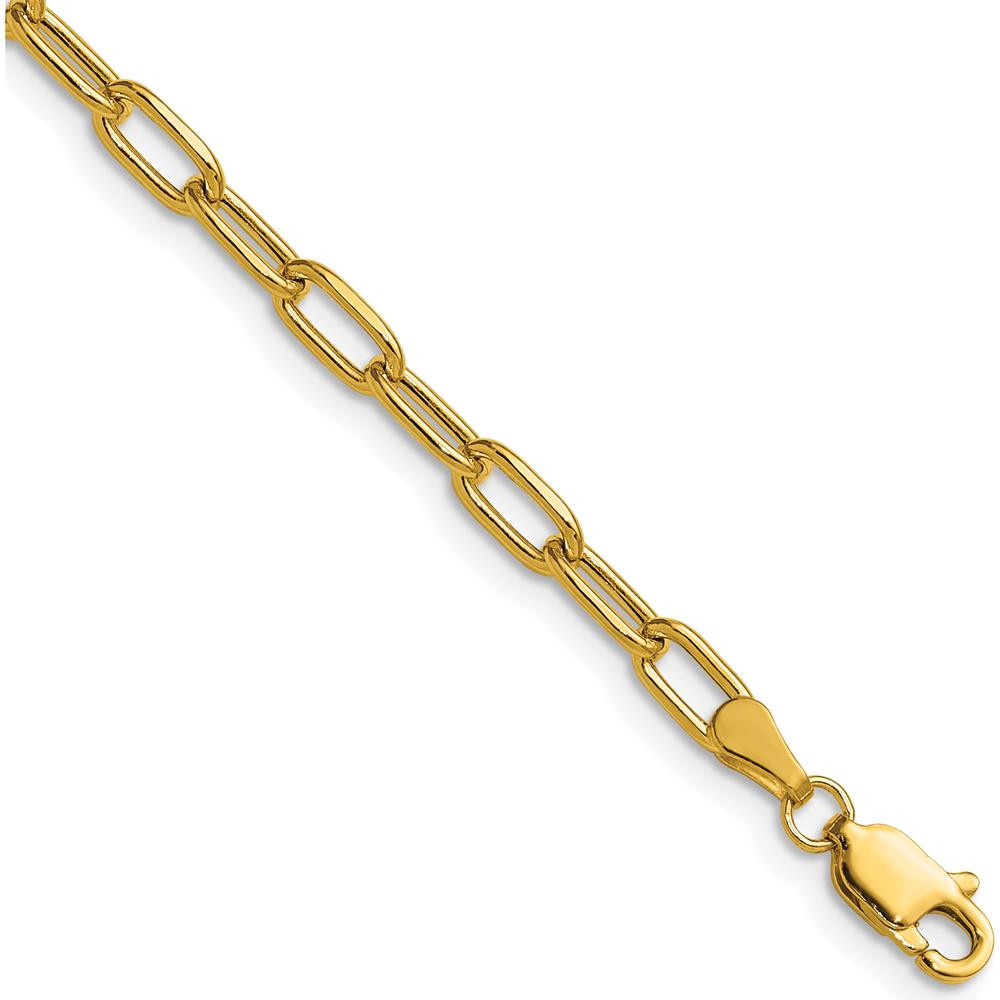 14K Yellow Gold 7-Inch Beveled Paperclip Chain Bracelet - Elegant Minimalist Design by Oro Pregiato