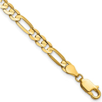 14K Yellow Gold 7-Inch Concave Open Figaro Chain Bracelet with Lobster Clasp by Oro Pregiato