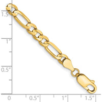 14K Yellow Gold 7-Inch Concave Open Figaro Chain Bracelet with Lobster Clasp by Oro Pregiato