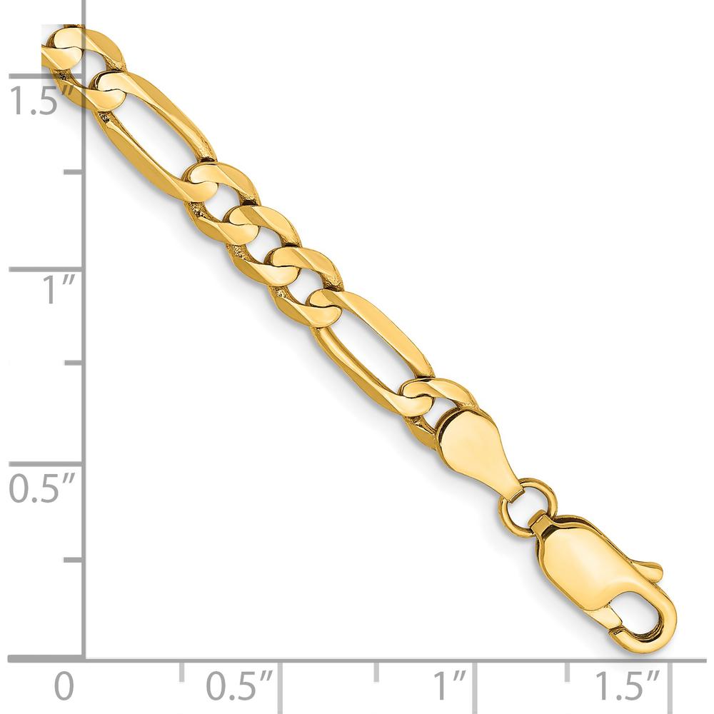 14K Yellow Gold 7-Inch Concave Open Figaro Chain Bracelet with Lobster Clasp by Oro Pregiato