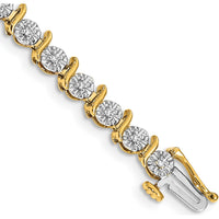 14K Yellow Gold 7-Inch Diamond S-Link Tennis Bracelet with 35 Round Diamonds - 3/8 Carats Total Diamond Weight by Monteluci Fine Jewelry