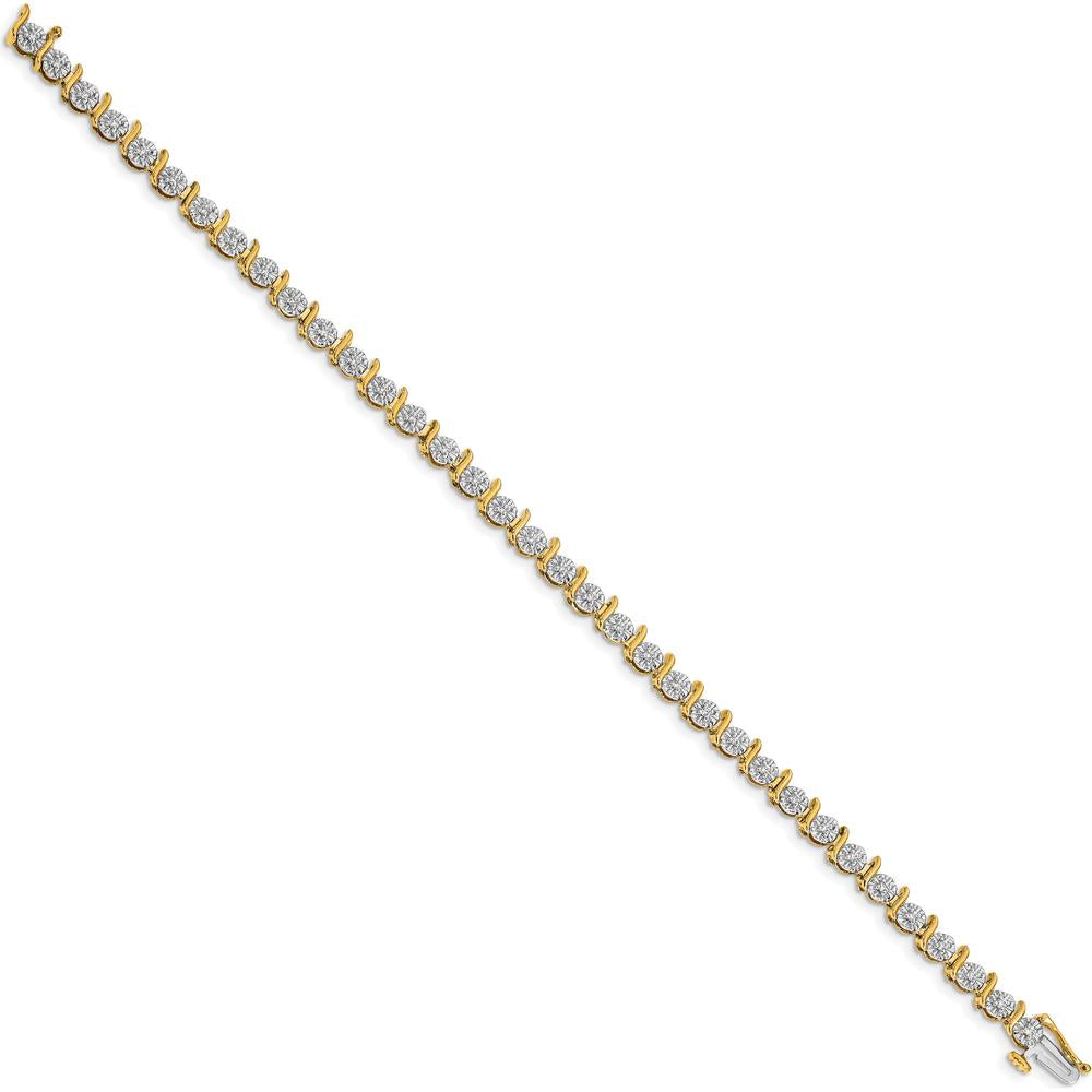 14K Yellow Gold 7-Inch Diamond S-Link Tennis Bracelet with 35 Round Diamonds - 3/8 Carats Total Diamond Weight by Monteluci Fine Jewelry