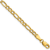 14K Yellow Gold 7-Inch Figaro Chain Bracelet with Lobster Clasp by Oro Pregiato