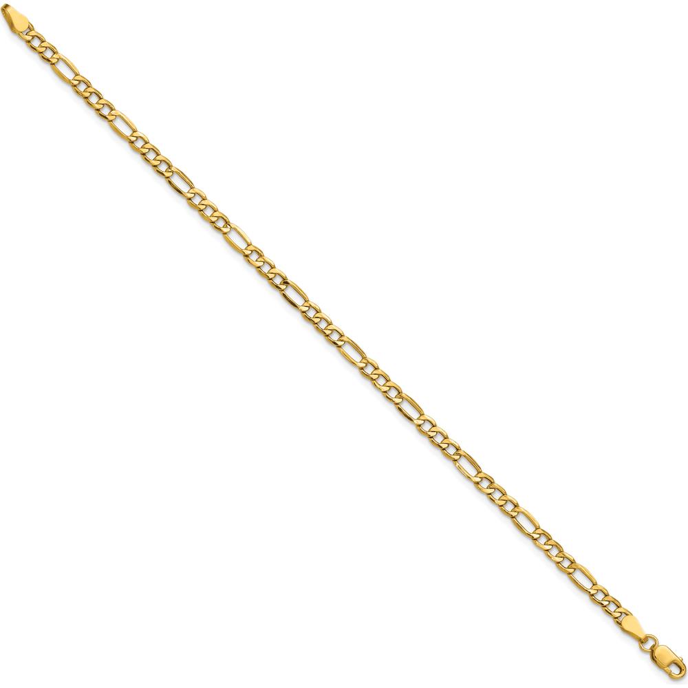 14K Yellow Gold 7-Inch Figaro Chain Bracelet with Lobster Clasp by Oro Pregiato