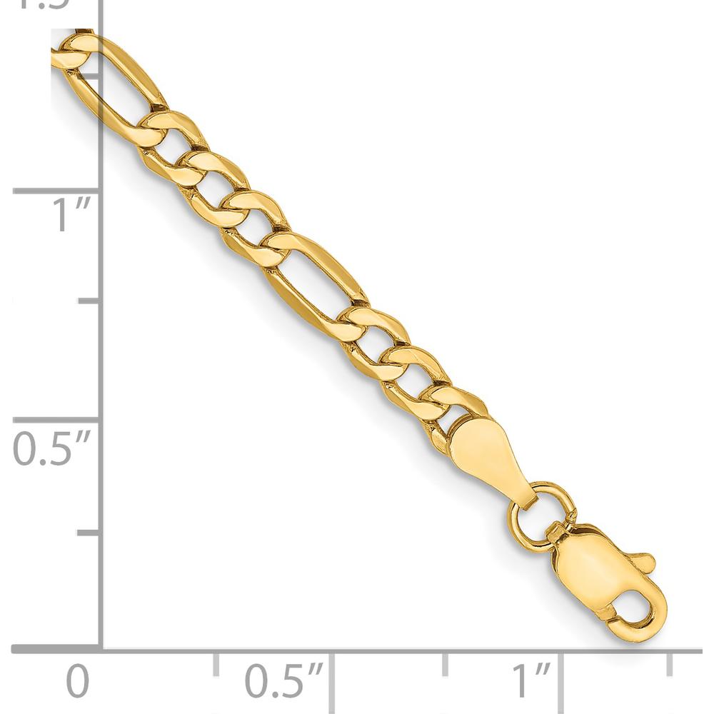 14K Yellow Gold 7-Inch Figaro Chain Bracelet with Lobster Clasp by Oro Pregiato