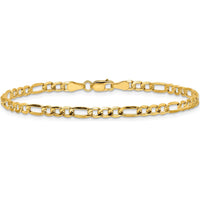 14K Yellow Gold 7-Inch Figaro Chain Bracelet with Lobster Clasp by Oro Pregiato