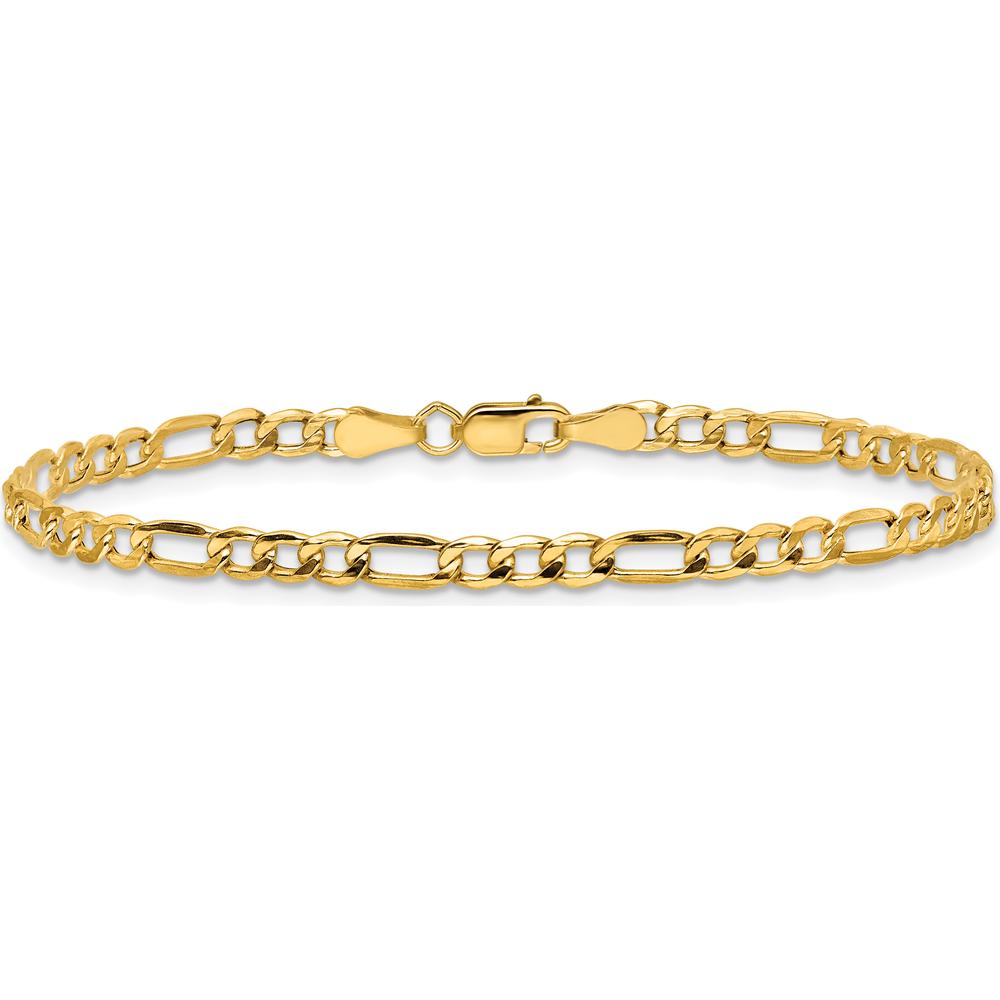14K Yellow Gold 7-Inch Figaro Chain Bracelet with Lobster Clasp by Oro Pregiato