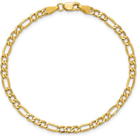 14K Yellow Gold 7-Inch Figaro Chain Bracelet with Lobster Clasp by Oro Pregiato