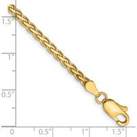 14K Yellow Gold 7-Inch Flat Wheat Chain Bracelet with Lobster Clasp by Oro Pregiato