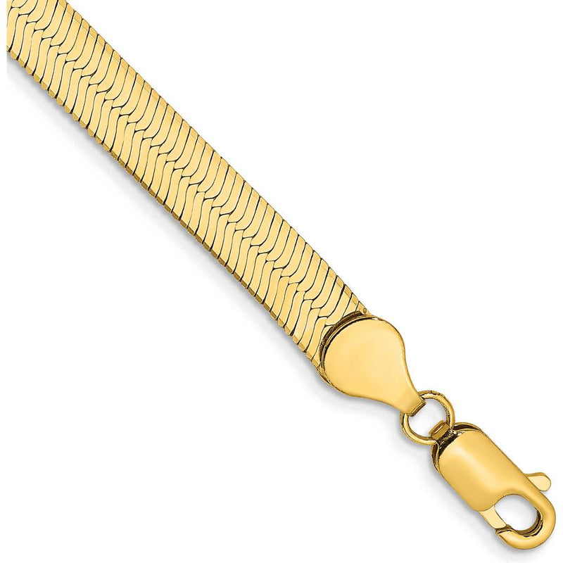 14K Yellow Gold 7-Inch Herringbone Bracelet with Lobster Clasp - 5.5mm Width by 0