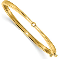 14K Yellow Gold 7-Inch Hinged Oval Bangle Bracelet Mounting for 4.0mm Round Stone - Holds 0.25 Carat Center Gem by Oro Pregiato