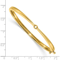 14K Yellow Gold 7-Inch Hinged Oval Bangle Bracelet Mounting for 4.0mm Round Stone - Holds 0.25 Carat Center Gem by Oro Pregiato