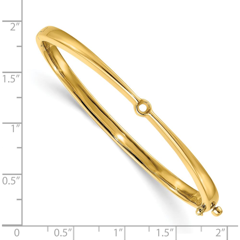 14K Yellow Gold 7-Inch Hinged Oval Bangle Bracelet Mounting for 4.0mm Round Stone - Holds 0.25 Carat Center Gem by Oro Pregiato