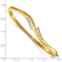 14K Yellow Gold 7-Inch Hinged Oval Bangle Bracelet with Channel-Set Round Diamonds - 0.38 Carat Total Diamond Weight by Monteluci Fine Jewelry