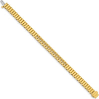 14K Yellow Gold 7-Inch Link Bracelet with Round 2.4mm Diamonds - 0.93 Carat Total Diamond Weight by Monteluci Fine Jewelry