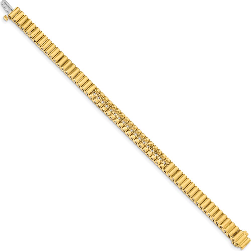 14K Yellow Gold 7-Inch Link Bracelet with Round 2.4mm Diamonds - 0.93 Carat Total Diamond Weight by Monteluci Fine Jewelry