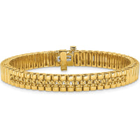 14K Yellow Gold 7-Inch Link Bracelet with Round 2.4mm Diamonds - 0.93 Carat Total Diamond Weight by Monteluci Fine Jewelry