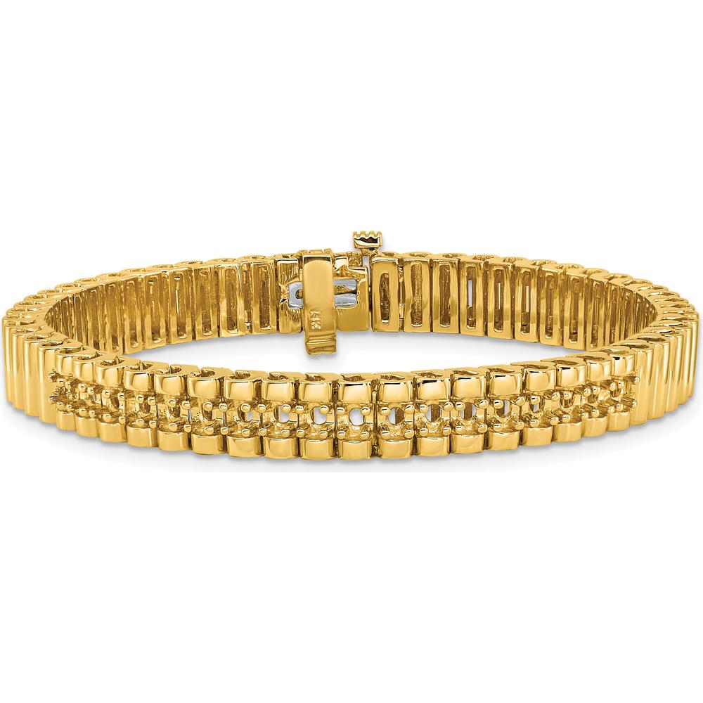 14K Yellow Gold 7-Inch Link Bracelet with Round 2.4mm Diamonds - 0.93 Carat Total Diamond Weight by Monteluci Fine Jewelry