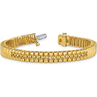14K Yellow Gold 7-Inch Link Bracelet with Round 2.4mm Diamonds - 0.93 Carat Total Diamond Weight by Monteluci Fine Jewelry