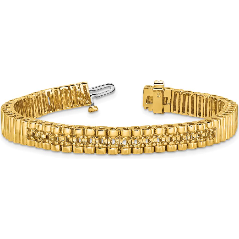 14K Yellow Gold 7-Inch Link Bracelet with Round 2.4mm Diamonds - 0.93 Carat Total Diamond Weight by Monteluci Fine Jewelry