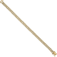 14K Yellow Gold 7-Inch Polished Curb Link Bracelet with White Diamonds - 0.20 Carats Total Diamond Weight by Oro Pregiato