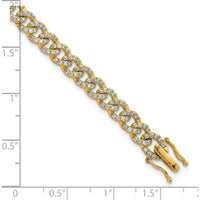 14K Yellow Gold 7-Inch Polished Curb Link Bracelet with White Diamonds - 0.20 Carats Total Diamond Weight by Oro Pregiato