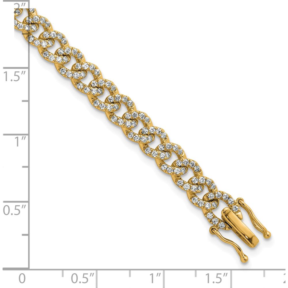 14K Yellow Gold 7-Inch Polished Curb Link Bracelet with White Diamonds - 0.20 Carats Total Diamond Weight by Oro Pregiato