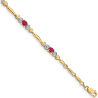 14K Yellow Gold 7-inch Ruby and Diamond Tennis Bracelet - 0.22 Carats Total Ruby Weight by Monteluci Fine Jewelry