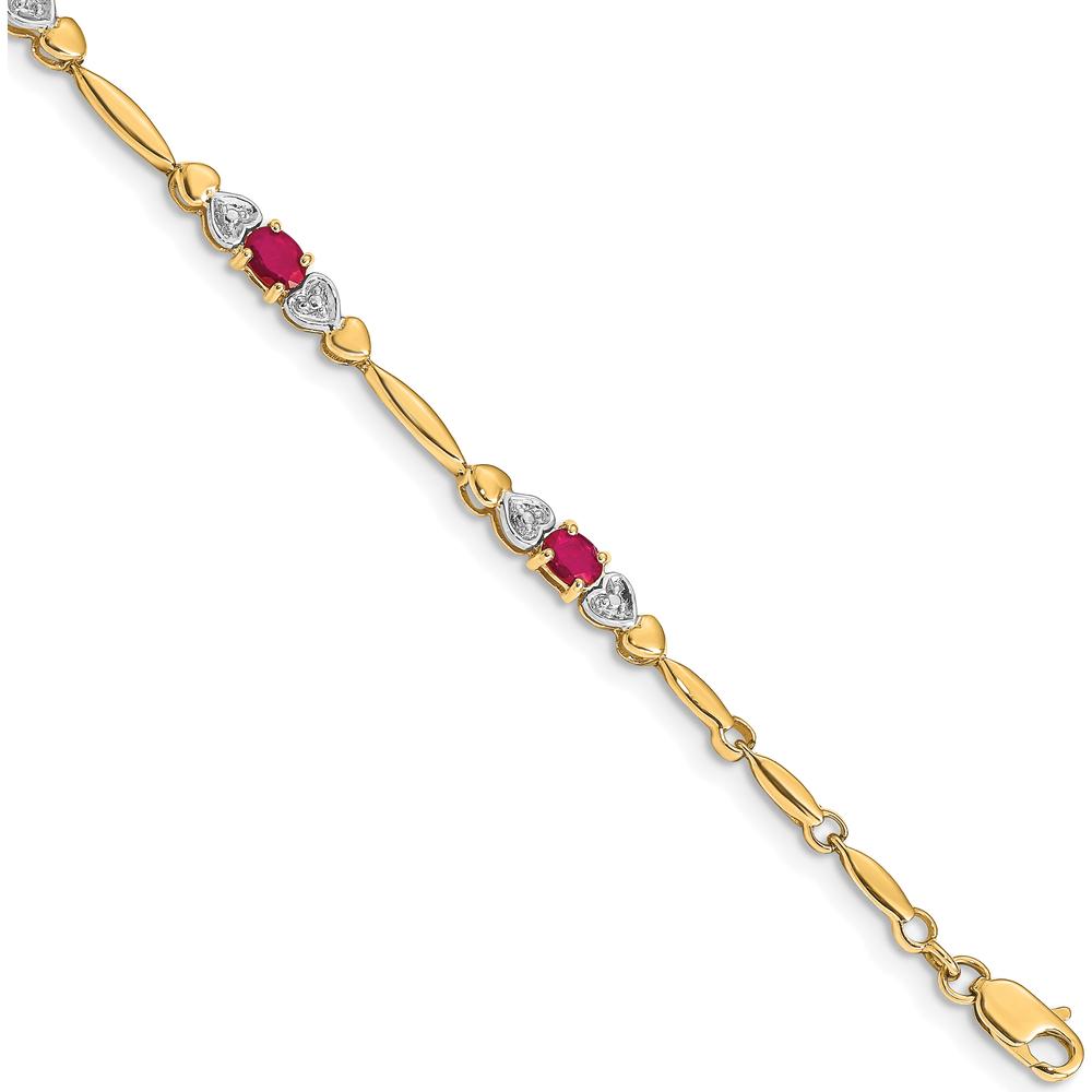 14K Yellow Gold 7-inch Ruby and Diamond Tennis Bracelet - 0.22 Carats Total Ruby Weight by Monteluci Fine Jewelry