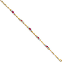 14K Yellow Gold 7-inch Ruby and Diamond Tennis Bracelet - 0.22 Carats Total Ruby Weight by Monteluci Fine Jewelry