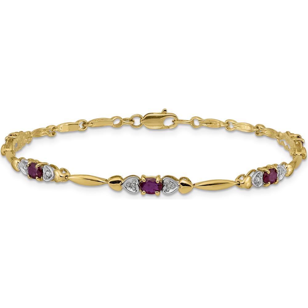 14K Yellow Gold 7-inch Ruby and Diamond Tennis Bracelet - 0.22 Carats Total Ruby Weight by Monteluci Fine Jewelry
