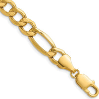 14K Yellow Gold 7-Inch Semi-Solid Figaro Chain Bracelet - Polished Finish by Oro Pregiato