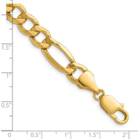 14K Yellow Gold 7-Inch Semi-Solid Figaro Chain Bracelet - Polished Finish by Oro Pregiato