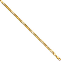 14K Yellow Gold 7-inch Semi-Solid Miami Cuban Chain Bracelet - 4.5mm Width by Oro Pregiato
